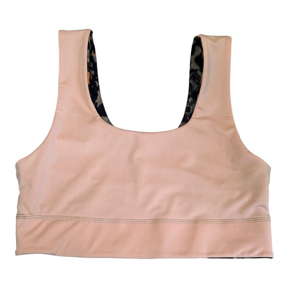 Fabletics Harlow Sz L Reversible Medium Impact Sports Bra Wild Camo Gaia Peach - Picture 2 of 5
